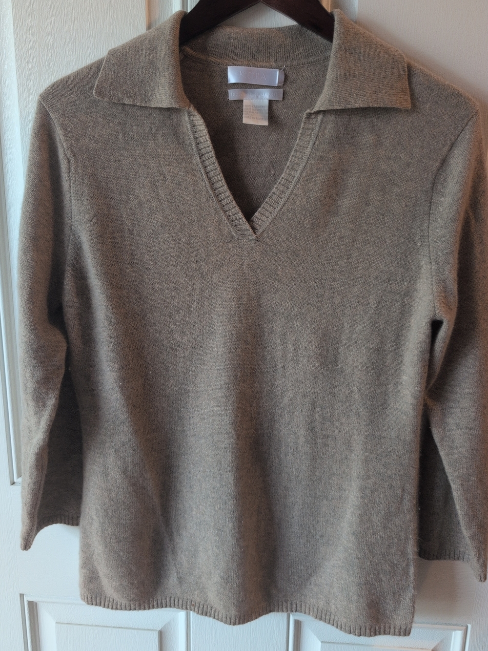 KEIRA cashmere Collar Tan Women's Sweater 100% Cashmere - Picture 5 of 6